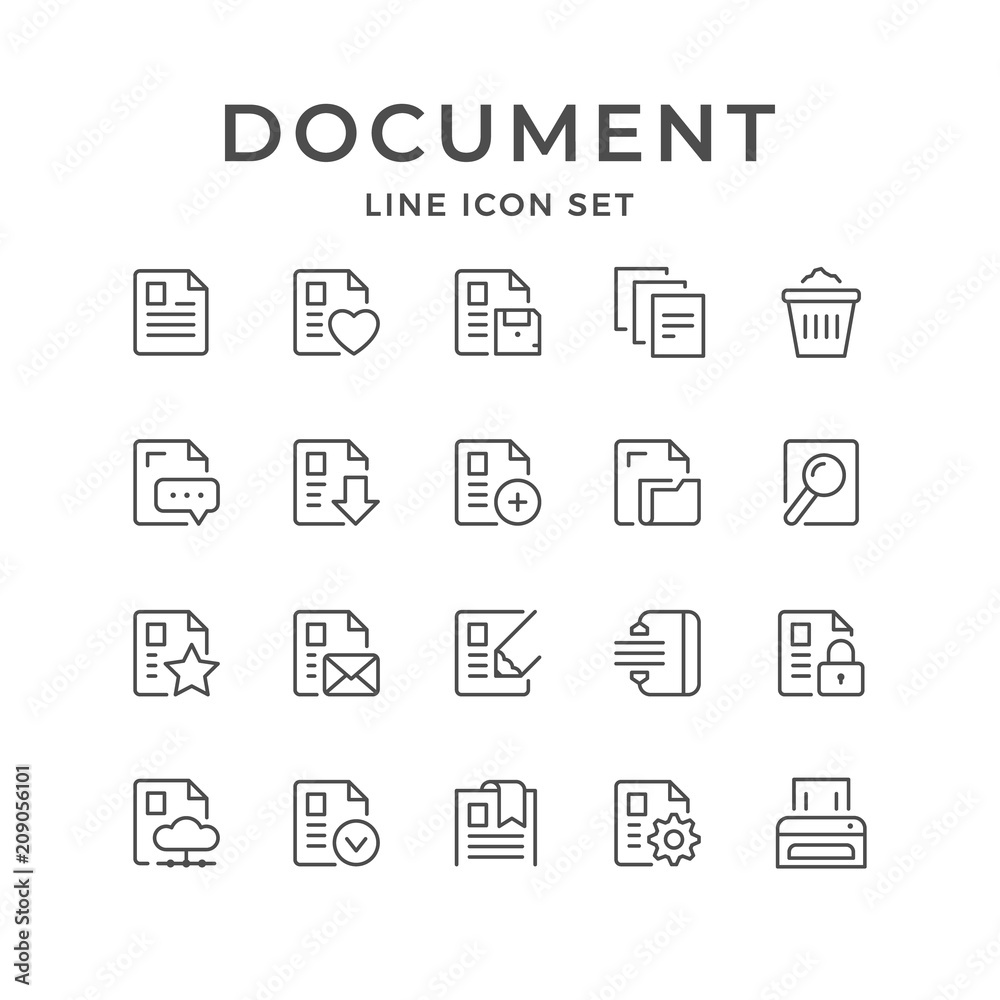 Set line icons of document Set line icons of document