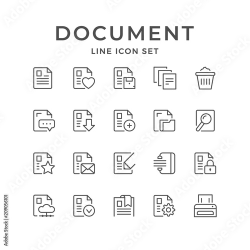 Set line icons of document