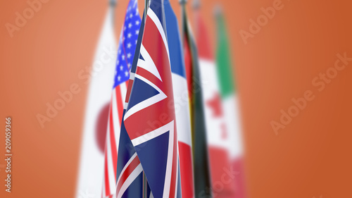 Flags of G7 members isolated with blur photo