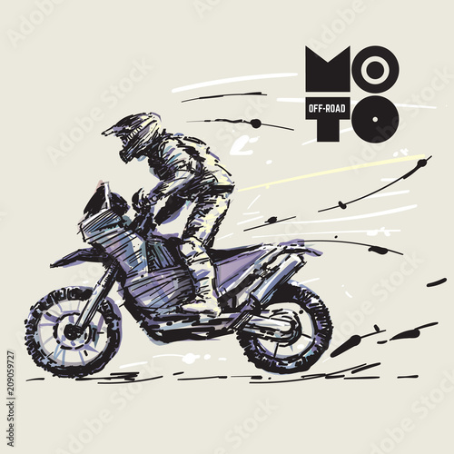off road motorcycle. Sketch style vector illustration