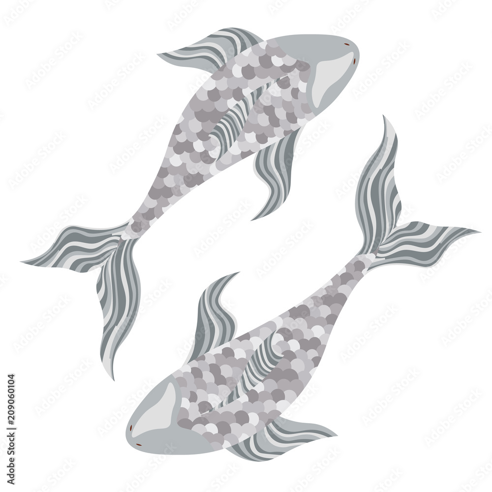 Naklejka premium A flock of beautiful fish for a bright background image