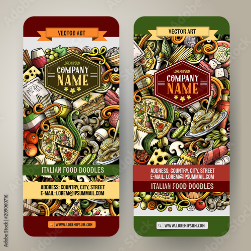 Cartoon hand-drawn doodles italian food banners