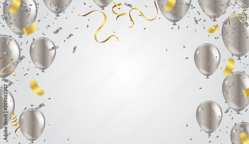 Fototapeta premium Gold Heart balloon and balloon silver valentines day Background for postcards, posters.or wedding day romantic themes