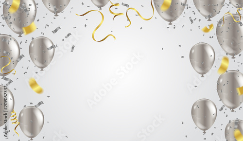 Gold Heart balloon and balloon silver valentines day  Background for postcards, posters.or wedding day romantic themes