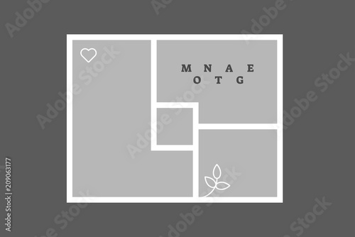 Montage collage photo frame decorative composition blank template, vector design.