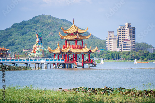 kaohsiung taiwan - June 9 2018   Lotus Pond Lianchihtan is a artificial lake and popular tourist destination on the east side of Zuoying District in Kaohsiung City in southern Taiwan.