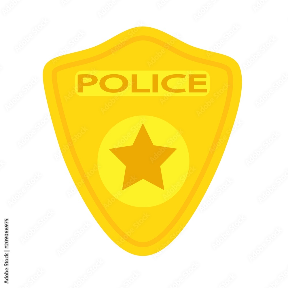 Flat icon police badge isolated on white background. Vector illustration.