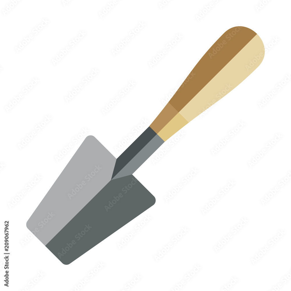 Garden shovel, trowel vector icon, flat style.