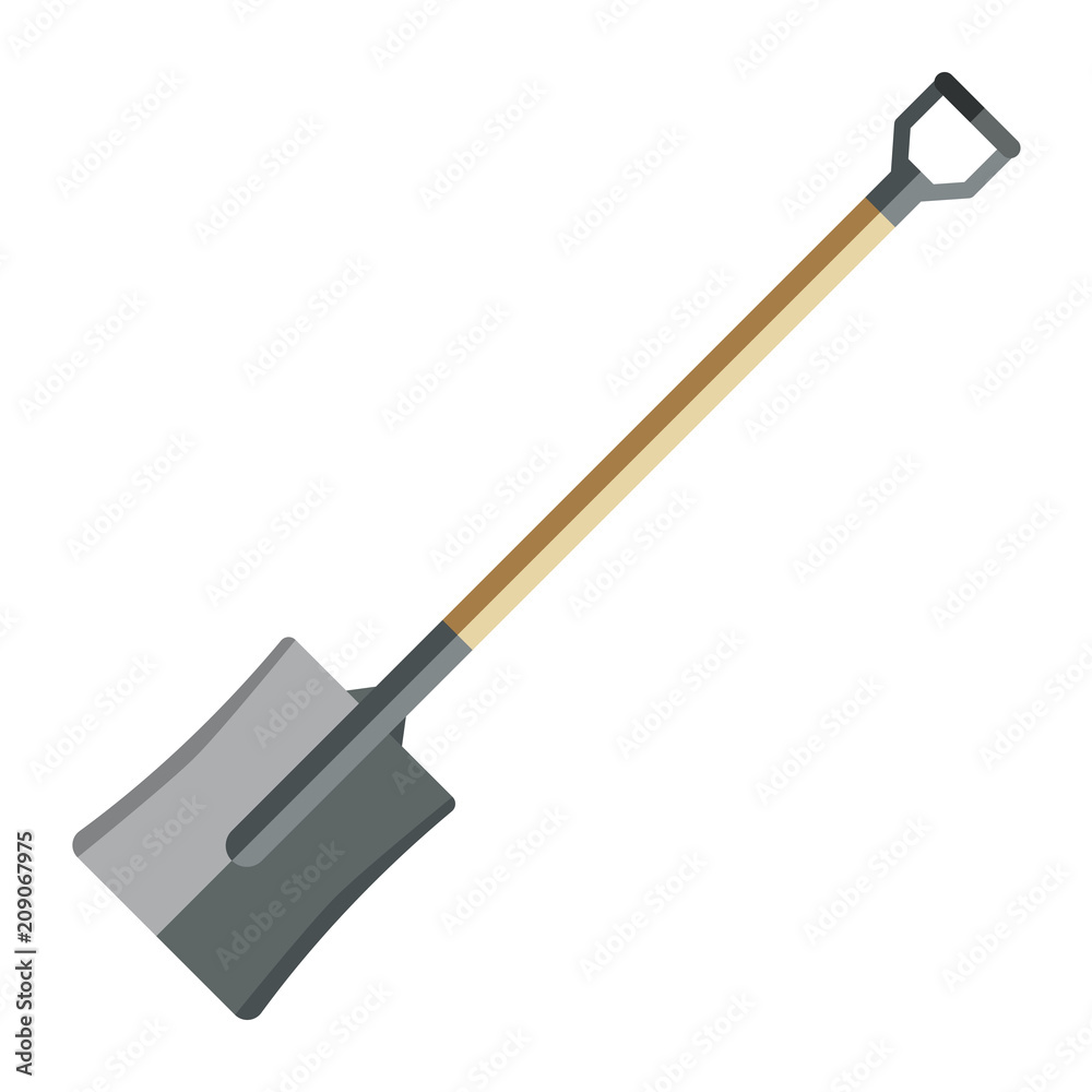 Garden scoop shovel, trowel vector icon, flat style.