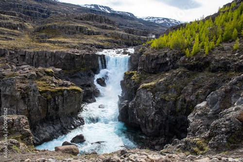 Waterfall in Fossa River in East Iceland
