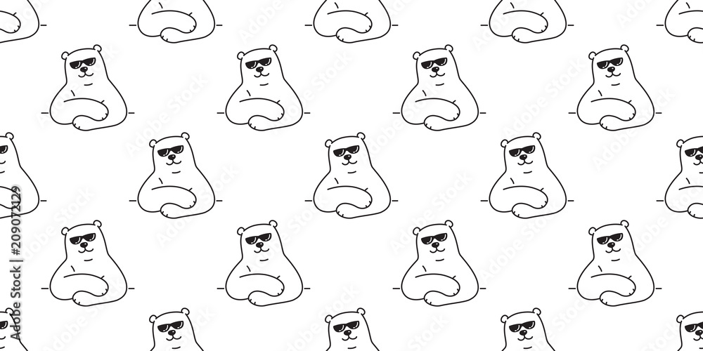bear seamless vector pattern polar bear panda teddy sunglasses cartoon isolated background repeat wallpaper doodle bear seamless vector pattern polar bear panda teddy sunglasses cartoon isolated background repeat wallpaper doodle