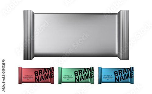 3d realistic glossy plastic packaging for biscuits, ice cream, snacks. 