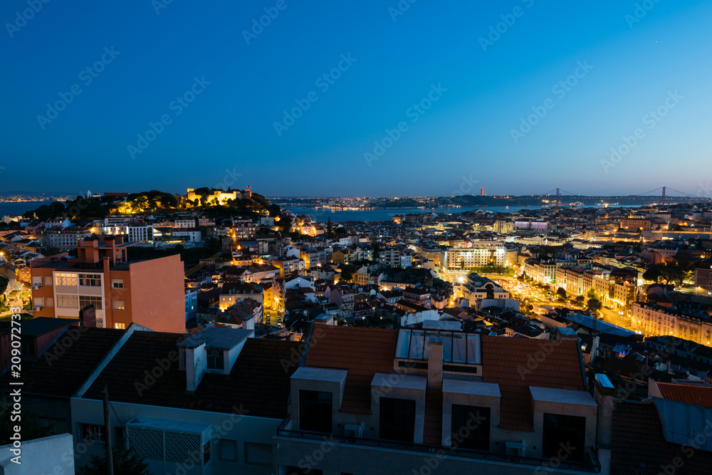 : Elevated view of Lisbon skyline.