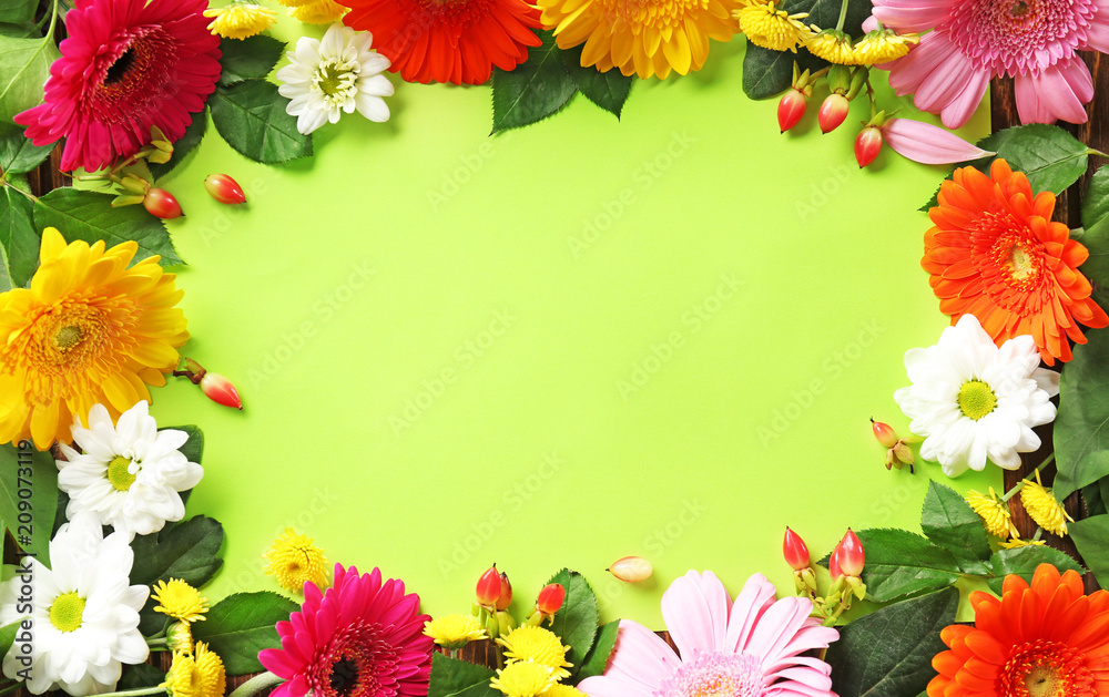 Color sheet of paper with beautiful flowers Color sheet of paper with beautiful flowers