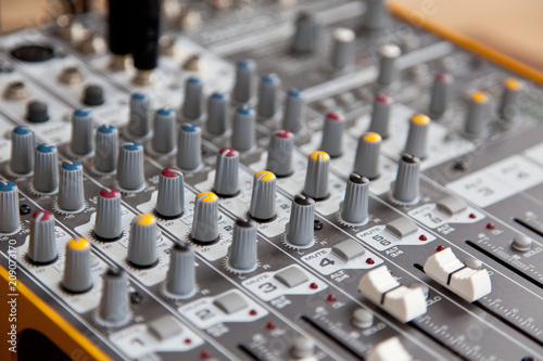 Audio studio sound mixer equalizer board controls