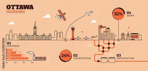 Ottawa City Flat Design Infrastructure Infographic Template