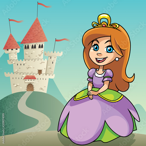 Little Princess Background 2 / Illustration of cute little princess on fantasy background.