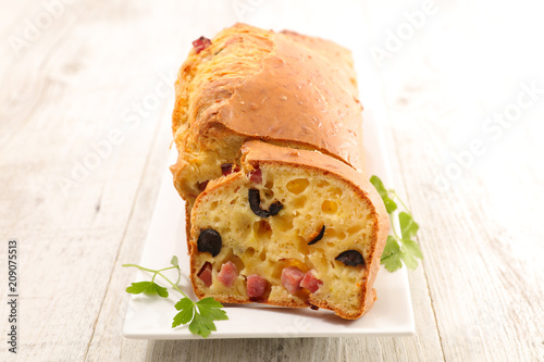 loaf cake with ham and olive