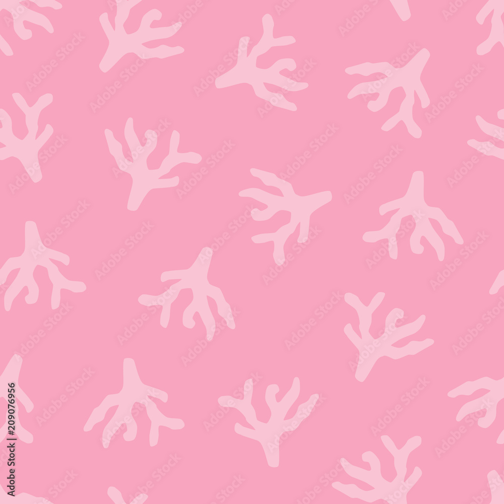 vector seamless background pattern with funny baby corals for fabric, textile