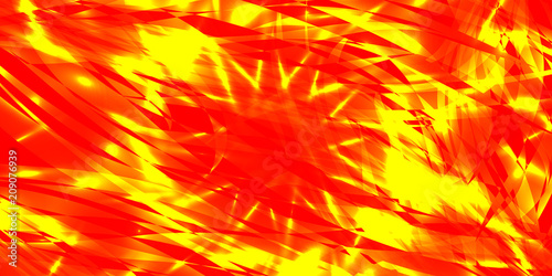 Vector glowing exploded background of red and yellow flowing lines and stars.
