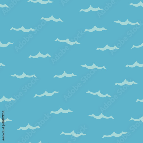 vector seamless background pattern with funny ocean waves for fabric, textile