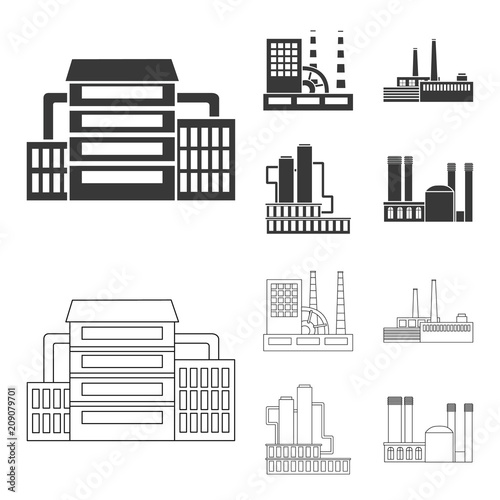 Industry, production.Factory set collection icons in black,outline style vector symbol stock illustration web.