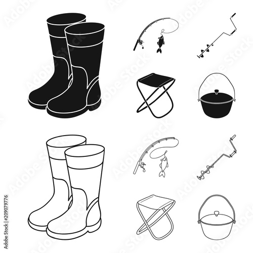 Fishing, fish, catch, fishing rod .Fishing set collection icons in black,outline style vector symbol stock illustration web.