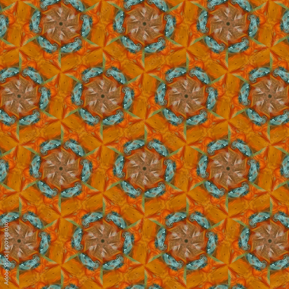 Seamless pattern background. Symmetric vintage fabric texture. Decor for design trendy fashion clothes, textile and print. High resolution desktop wallpaper. Template for hand made products decoration