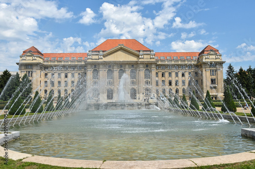 University building and fountain
