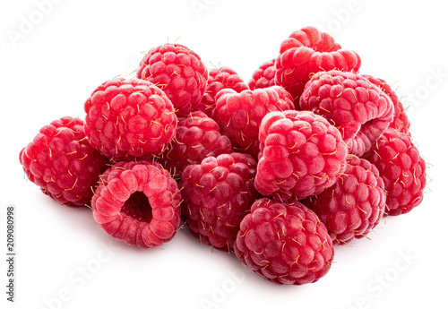 Fresh raspberry isolated on white background. Clipping path
