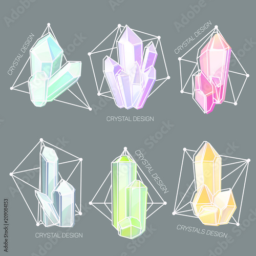Natural crystals in a shaped geometric frame