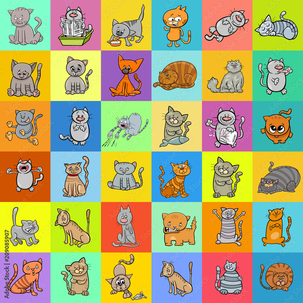 Fototapeta premium pattern design with cats cartoon characters