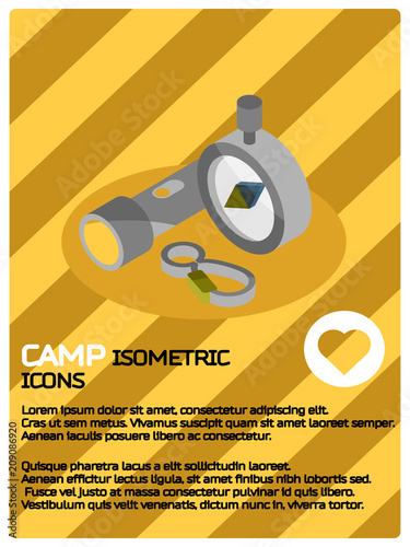 Camp color isometric poster photo