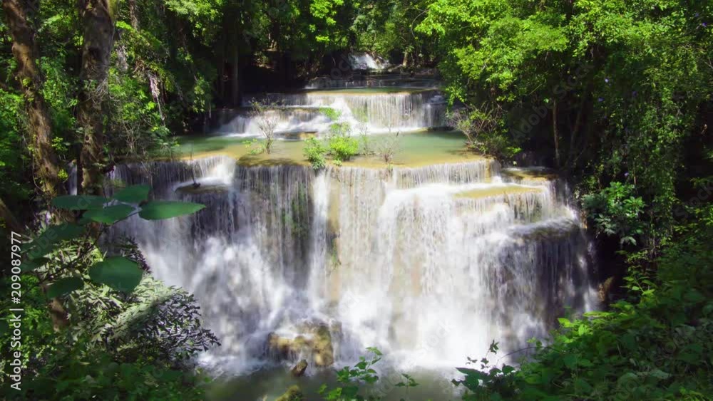 Waterfall beautiful in southeast asia. Huay Mae Kamin waterfall kanchanaburi Thailand. 4k Waterfall beautiful in southeast asia. Huay Mae Kamin waterfall kanchanaburi Thailand. 4k