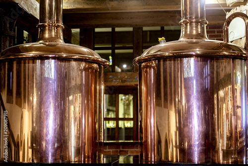 Copper barrels of beer