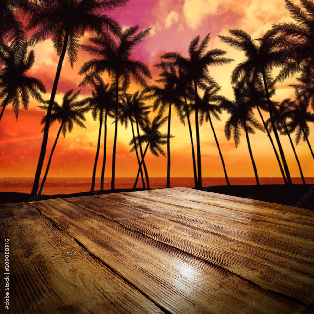 summer desk and palms summer desk and palms