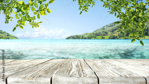Fototapeta Naklejka Na Ścianę i Meble -  desk of free space and sea landscape 