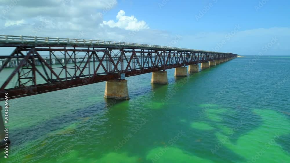Aerial drone video Florida Keys old destroyed bridge 4k Aerial drone video Florida Keys old destroyed bridge 4k