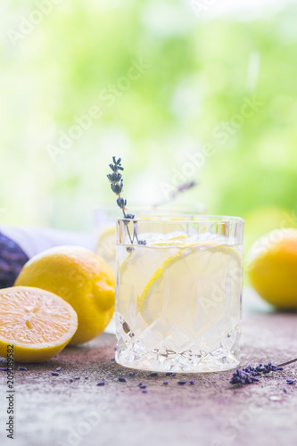 Lemonade with lemons and lavender photo