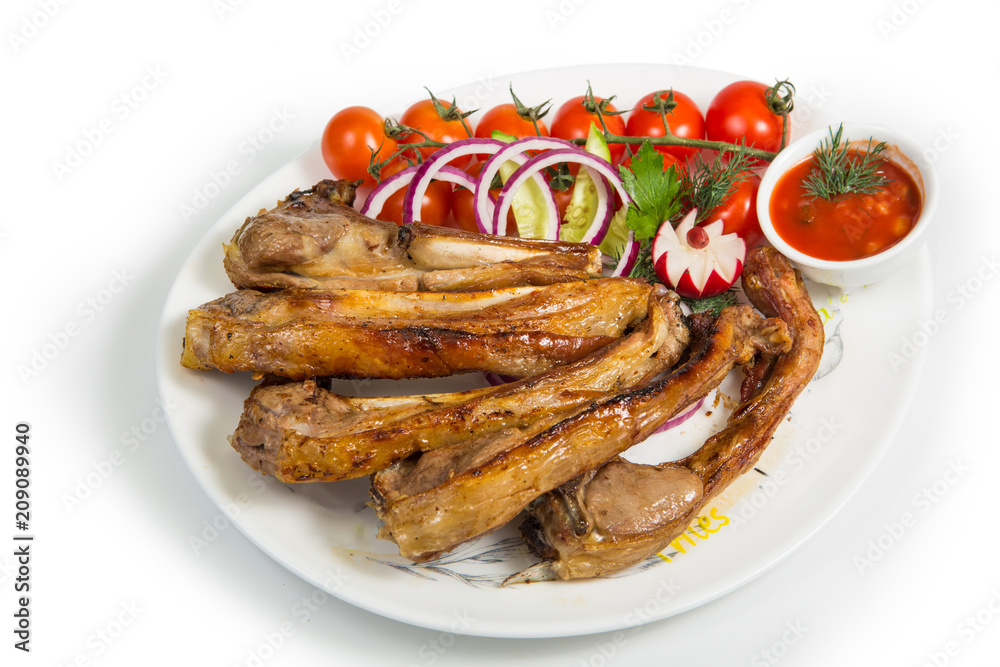 grilled meat on a white background grilled meat on a white background