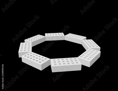 Circle of bricks. Isolated ...