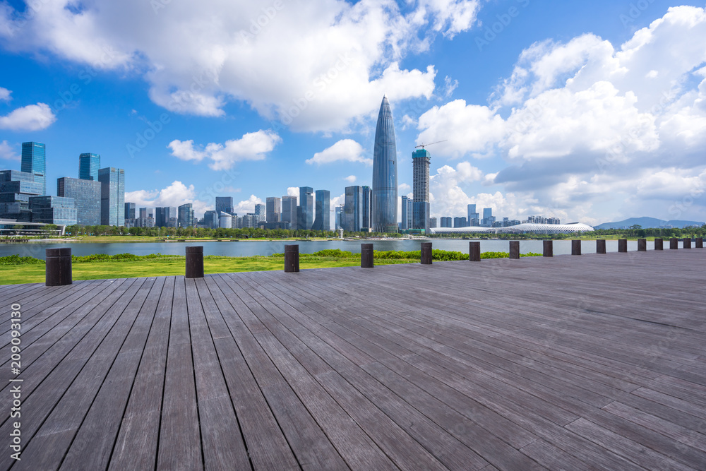panoramic city skyline with empty square panoramic city skyline with empty square