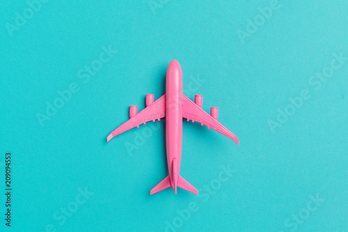 Model plane,airplane on pastel color background. photo