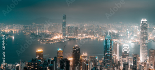 Canvas Print Hongkong city skyline from victoria peak at night