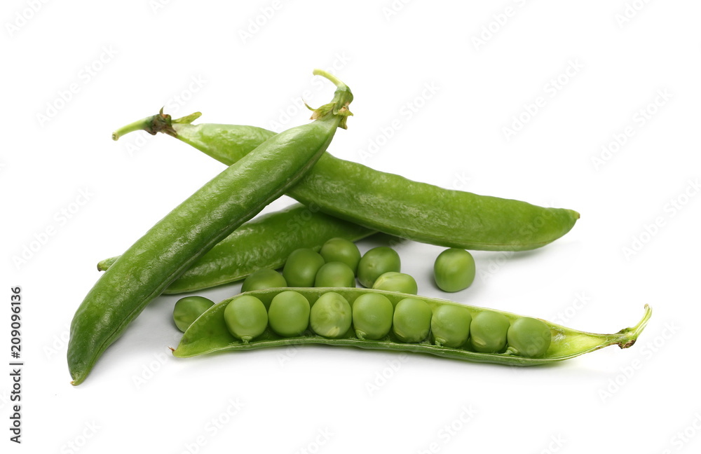 Fresh raw green peas, vegetable isolated on white background Fresh raw green peas, vegetable isolated on white background