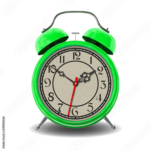 Green alarm clock.