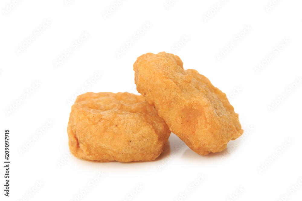 Fried chicken nuggets isolated on white background Fried chicken nuggets isolated on white background
