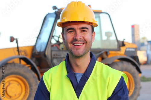 Professional construction industry driver close up