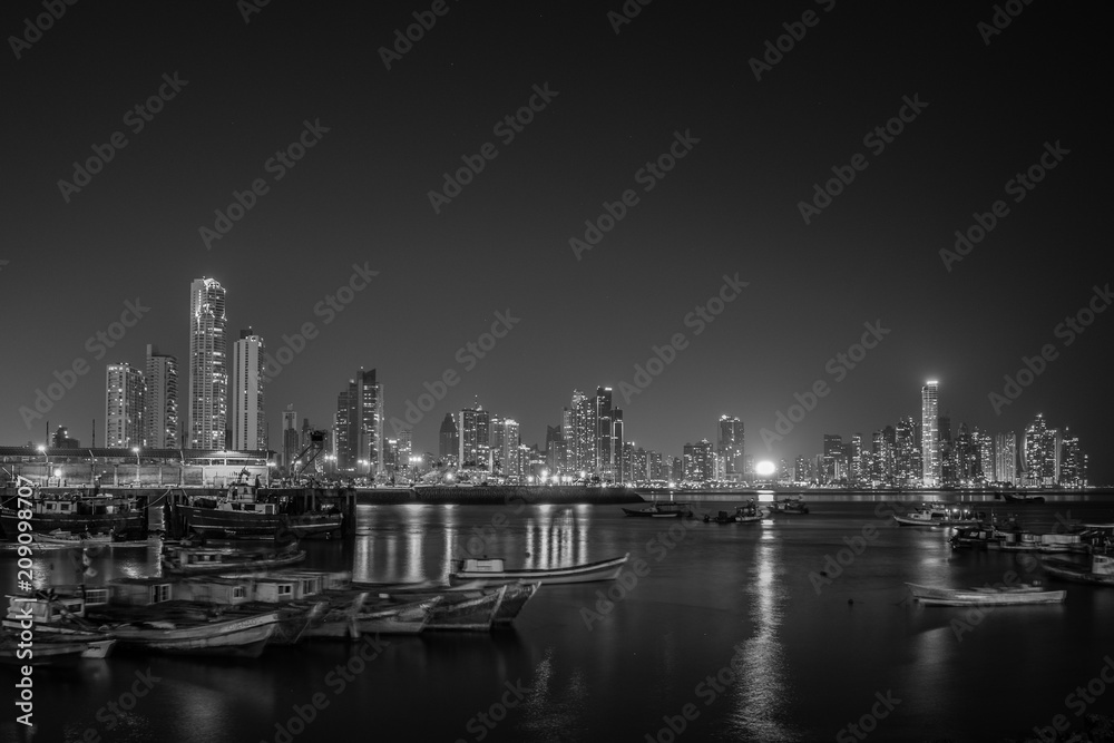 Panama City panorama at night - Cityscape skyline  
