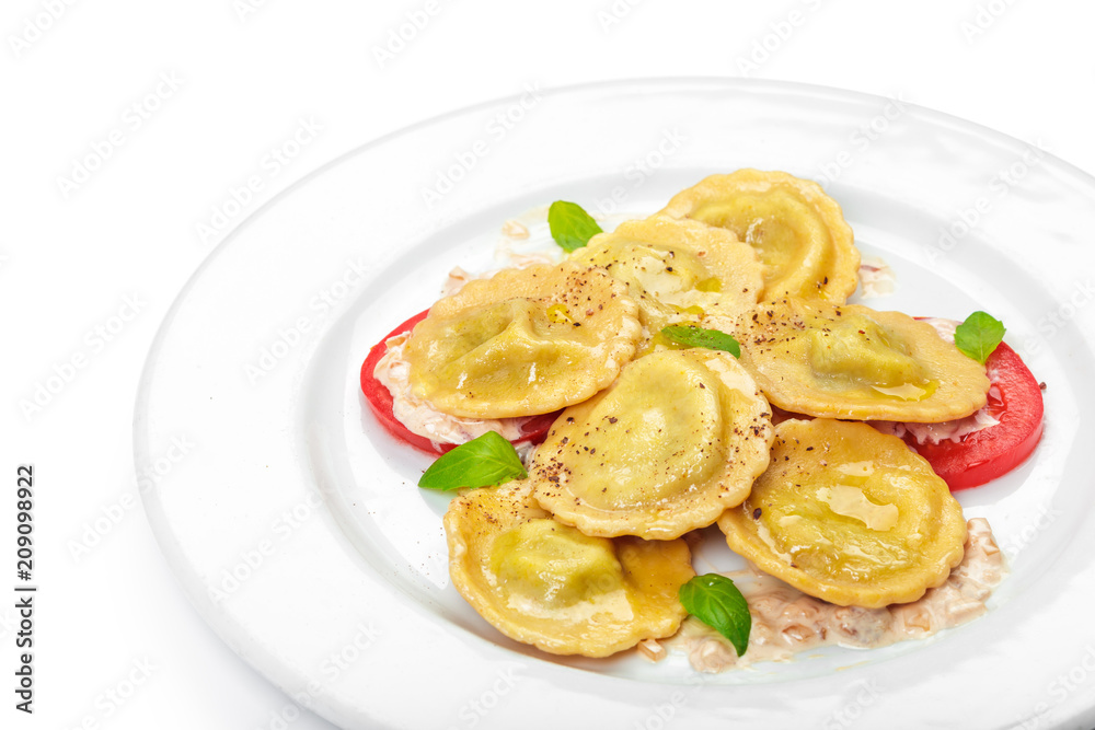 Traditional italian ravioli isolated on white background Traditional italian ravioli isolated on white background